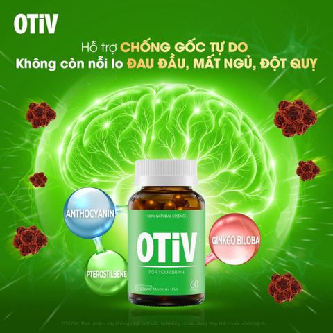 [Chính Hãng][Combo 2 Hộp 60V Tặng 1 Hộp 15 Viên] OTIV cải Thiện Đau Đầu, Mất Ngủ, Hoạt Huyết Não