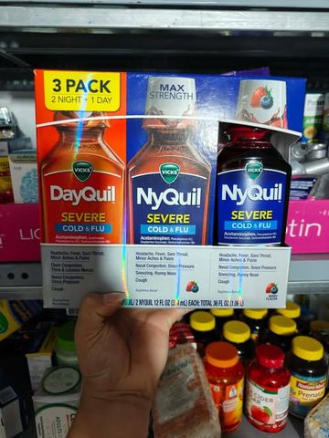 Siro cảm Vicks DayQuil & NyQuil Cold & Flu Severe 354ml 