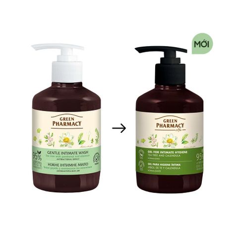 (Cây Trà) Dung dịch vệ sinh phụ nữ dạng gel Green Pharmacy Gel For Intimate Hygiene  lành tính dịu nhẹ 370ml - Màu Xanh Lá