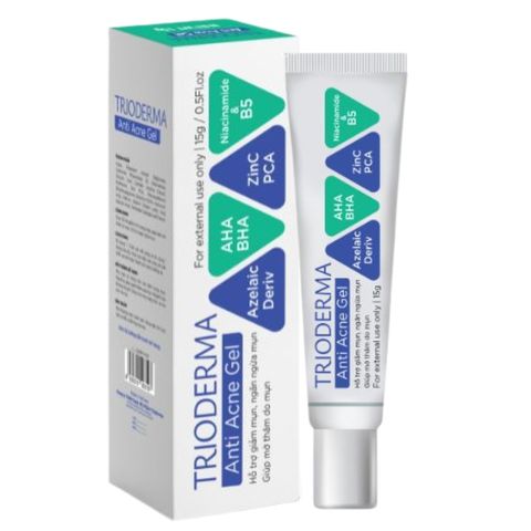 Gel chấm mụn Trioderma  Anti Acne Gel hỗ trợ giảm mụn, mờ thâm dạng tuýp 15g
