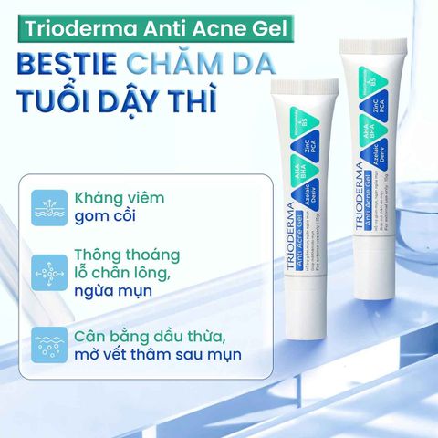 Gel chấm mụn Trioderma  Anti Acne Gel hỗ trợ giảm mụn, mờ thâm dạng tuýp 15g