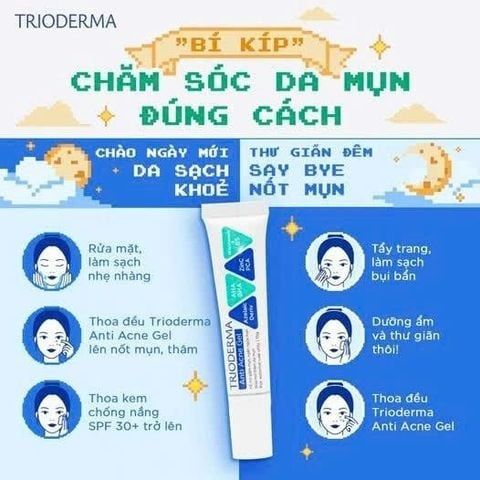 Gel chấm mụn Trioderma  Anti Acne Gel hỗ trợ giảm mụn, mờ thâm dạng tuýp 15g