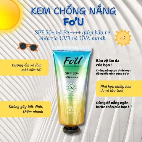 Fo'U Fobe Kem Chống Nắng SPF50+ PA++++ Nâng Tone, Bảo Vệ Và Làm Mát Da, Không Gây Bết Dính 50g