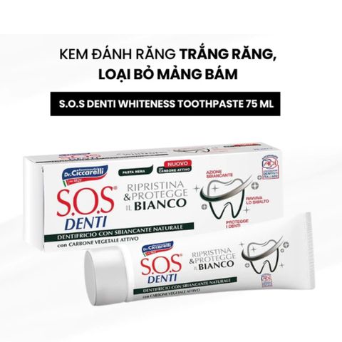 Kem đánh răng trắng răng, loại bỏ mảng bám Dr Ciccarelli S.O.S DENTI Whiteness Toothpaste 75 ml chính hãng