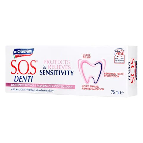 Kem đánh răng giảm ê buốt, chăm sóc răng nhạy cảm Dr Ciccarelli S.O.S DENTI Sensitivity Toothpaste 75ml chính hãng