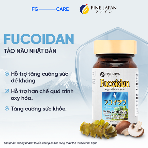 Viên Uống Fucoidan Fine Japan 30 Viên - Hỗ Trợ Tăng Cường Sức Khỏe và Miễn Dịch - Tảo Mekabu & Nấm Agaricus Nhật Bản