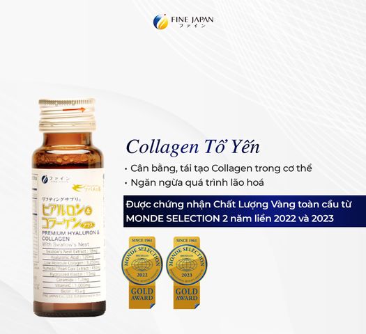 Nước Uống Collagen Yến Sào Fine Japan Hyaluron Premium - Làm Đẹp Da, Mờ Vết Nám, Tái Tạo Sắc Đẹp, Tăng Cường Sức Khỏe Từ Thiên Nhiên