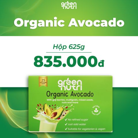 Organic Avocado - Sữa Hạt Ngũ Cốc Vị Bơ Chứa BCAAs Hỗ Trợ Khối Cơ Dạng Hộp 625Gr (Gồm 25 Gói)