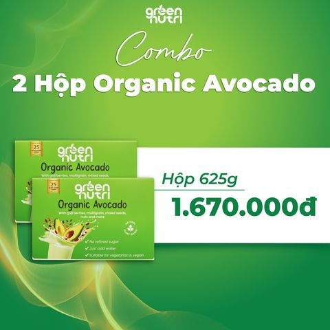 Combo 2 Hộp Gói 625Gr Organic Avocado - Sữa Hạt Ngũ Cốc Vị Bơ Chứa BCAAs Hỗ Trợ Khối Cơ