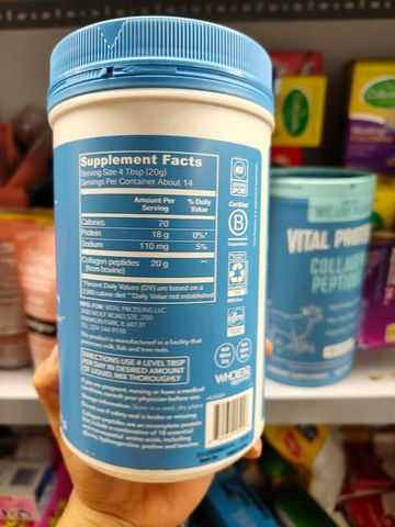 Collagen thủy phân Vital Proteins Collagen Peptides Unflavored 284g