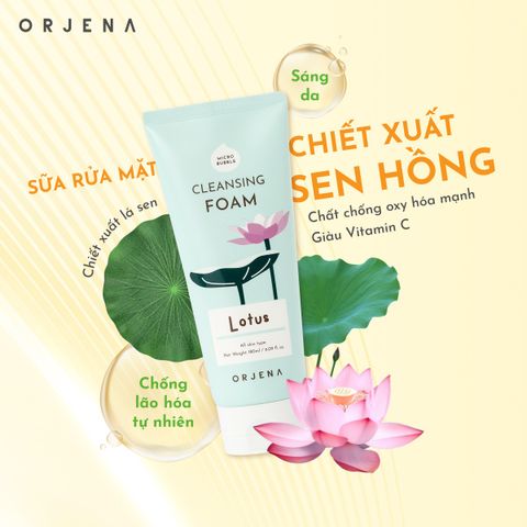 Sữa Rửa Mặt Orjena Chiết Xuất Sen Hồng 180ML - Sạch Da, Không Chứa Hóa Chất Độc Hại, Dành Cho Mọi Loại Da