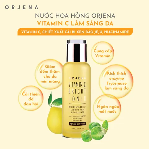 Nước hoa hồng Orjena Vitamin C làm sáng da 120ML - Toner chăm sóc da tự nhiên, dễ sử dụng cho mọi loại da, xuất xứ Hàn Quốc