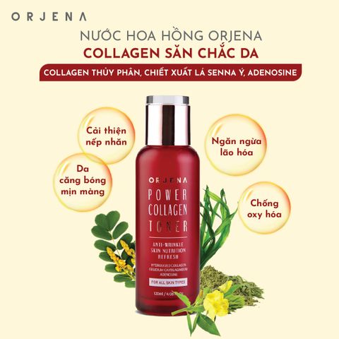 Nước Hoa Hồng Orjena Collagen Săn Chắc Da 120ML - Toner Chăm Sóc Da Chuyên Sâu Hàn Quốc, Tăng Độ Đàn Hồi, Làm Săn Chắc Da