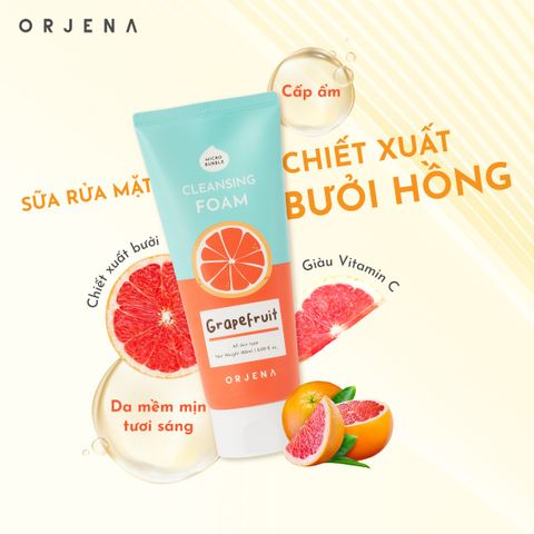 Sữa Rửa Mặt Orjena Chiết Xuất Bưởi Hồng 180ML - Sạch Khuẩn, Dưỡng Ẩm, Phù Hợp Mọi Loại Da, Mỹ Phẩm Hàn Quốc Chính Hãng
