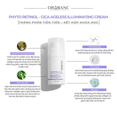 Kem dưỡng trẻ hóa, căng bóng da | PHYTO RETINOL - CICA AGELESS ILLUMINATING CREAM OROBANC