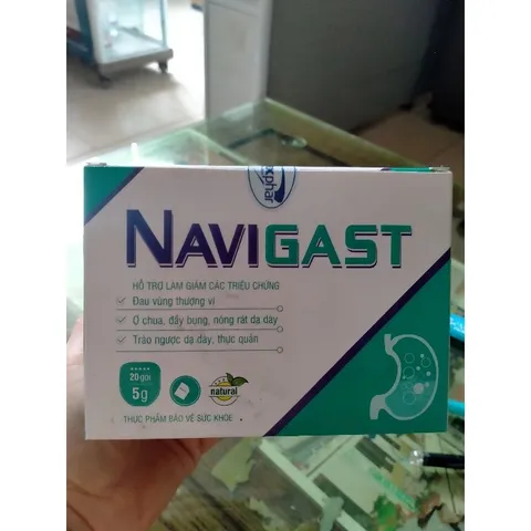 Bảo vệ niêm mạc dạ dày NaviGast hộp 20 gói đau thượng vị, ợ chua, đầy bụng nóng rát, trào ngược dạ dày thực quản