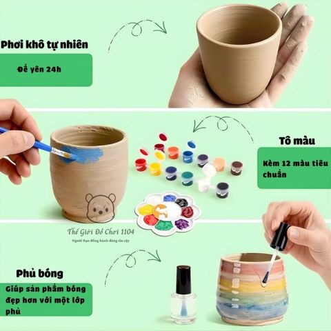 Đồ chơi bàn xoay làm gốm cho bé DIY bản nâng cấp có bàn đạp giúp bé sáng tạo phát triển tư duy