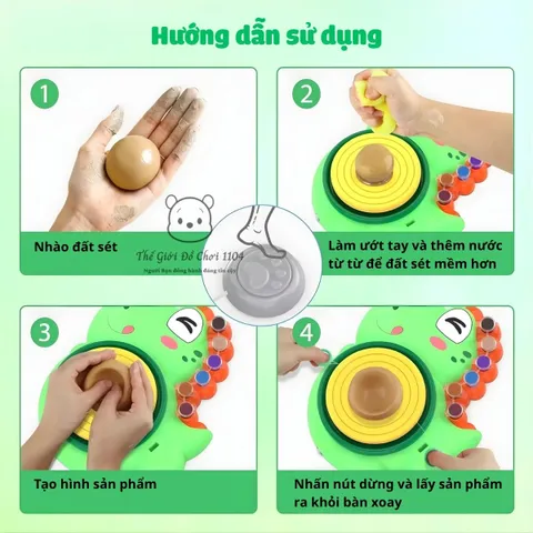 Đồ chơi bàn xoay làm gốm cho bé DIY bản nâng cấp có bàn đạp giúp bé sáng tạo phát triển tư duy