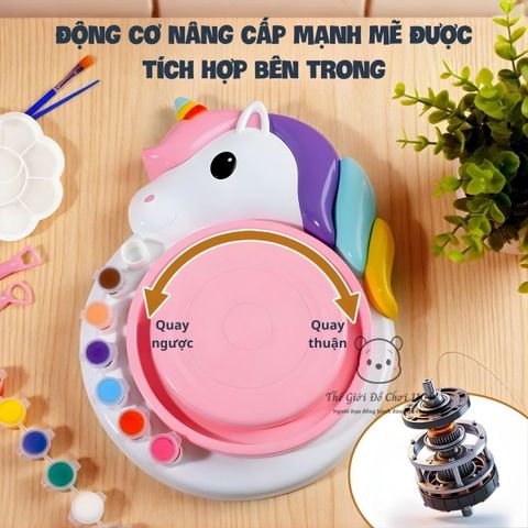 Đồ chơi bàn xoay làm gốm cho bé DIY bản nâng cấp có bàn đạp giúp bé sáng tạo phát triển tư duy