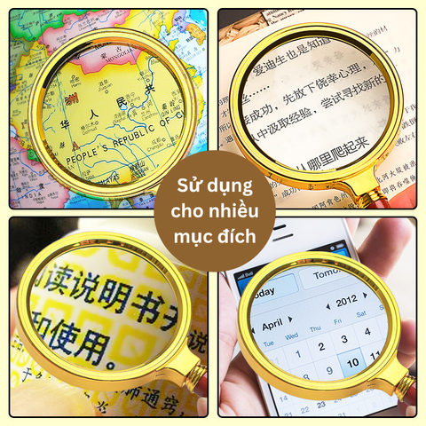 Kính Lúp Phân Giải HD Phóng Đại 6 Lần Gọng Kim Loại Cao Cấp