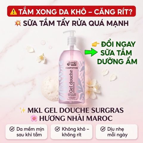 MKL Gel Douche Surgras Sữa Tắm Dưỡng Ẩm 1000ml Hương Nhài Maroc Dịu Nhẹ Không Khô Rít Chính Hãng 1L