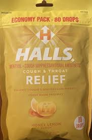Kẹo Halls thông cổ, mát họng Halls Relief Honey Lemon 80 viên