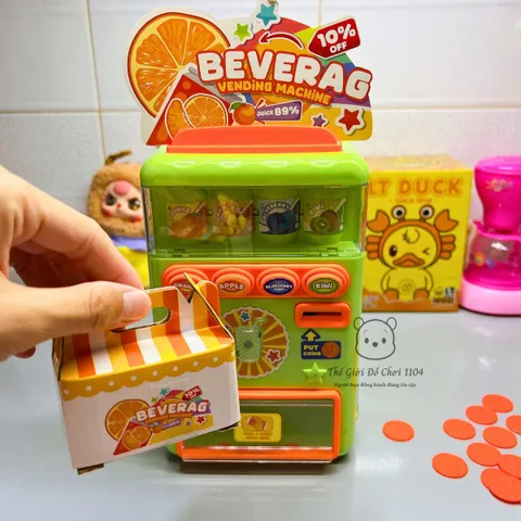 Đồ chơi máy bán nước tự động cho bé kèm xu và lon nước mini giúp bé tăng kỹ năng vận động tinh