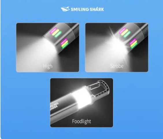 Đèn Pin Cá Mập Cười Kính Thiên Văn Zoom Dạ Quang 96,3g
