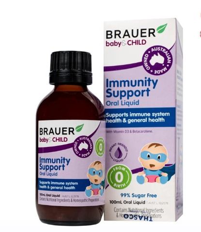 Siro Tăng Cường Hệ Miễn Dịch Immunity Support BRAUER Cho Trẻ Em - Hỗ Trợ Đề Kháng & Vitamin D3 (100ml)