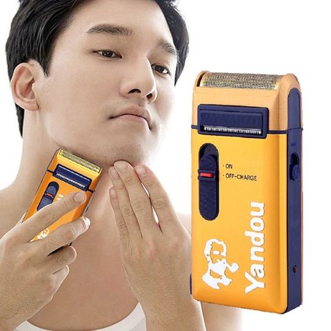 Máy cạo râu Màu Vàng,  Máy cạo râu khô Dùng pin Sạc tiện lợi, cạo râu màu vàng