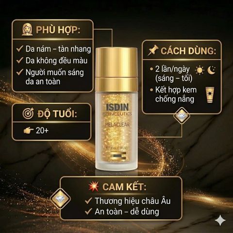 Tinh Chất Làm Mờ Thâm Nám Và Tàn Nhang Isdinceutics Melaclear Advanced 30ml - Giải Pháp Làm Sáng Da, Đều Màu Da, Dưỡng Ẩm Mịn Màng