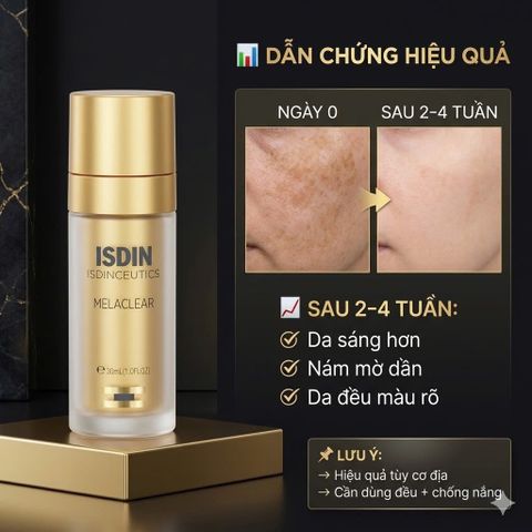 Tinh Chất Làm Mờ Thâm Nám Và Tàn Nhang Isdinceutics Melaclear Advanced 30ml - Giải Pháp Làm Sáng Da, Đều Màu Da, Dưỡng Ẩm Mịn Màng