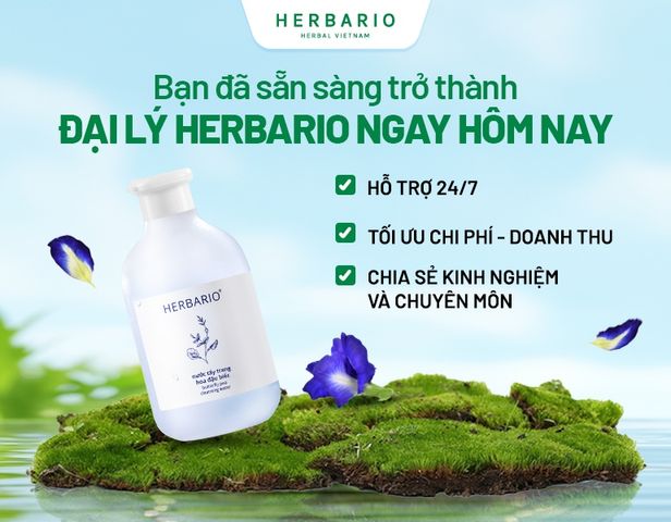 Nước tẩy trang Hoa Đậu Biếc Herbario 300ml hỗ trợ giảm lão hóa da 