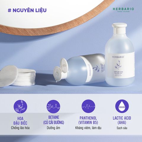 Nước tẩy trang Hoa Đậu Biếc Herbario 300ml thuần chay