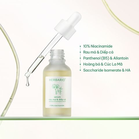 Serum Rau má & Diếp cá Herbario 30ml sạch mụn, thuần chay