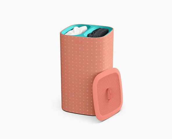 Giỏ đựng quần áo 2 ngăn có quai xách Joseph Joseph 50026 Tota 60L màu cam chấm bi