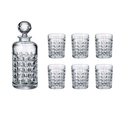 Bộ bình rượu pha lê Bohemia Diamond gồm 1 bình đựng rượu 700ml và 6 cốc 230ml