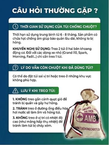 Túi chống chuột AMB chính hãng, đuổi chuột ô tô hiệu quả, ngăn chuột cắn dây điện