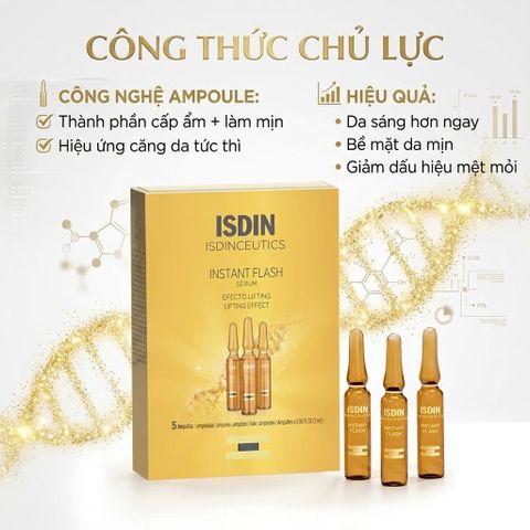 Serum nâng cơ cấp tốc ISDIN Instant Flash 5 ống x 2ml - Làm đầy nếp nhăn, da căng mịn ngay trước makeup
