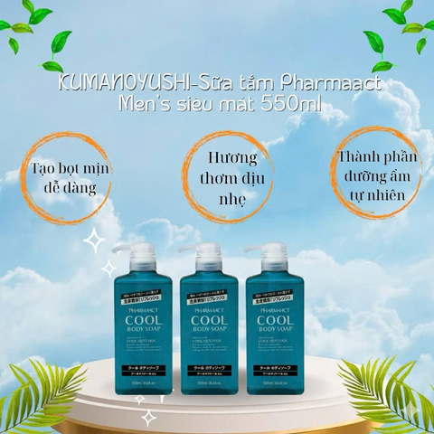 (Nhật) Sữa Tắm Nam Pharmaact Hương Bạc Hà Sảng Khoái