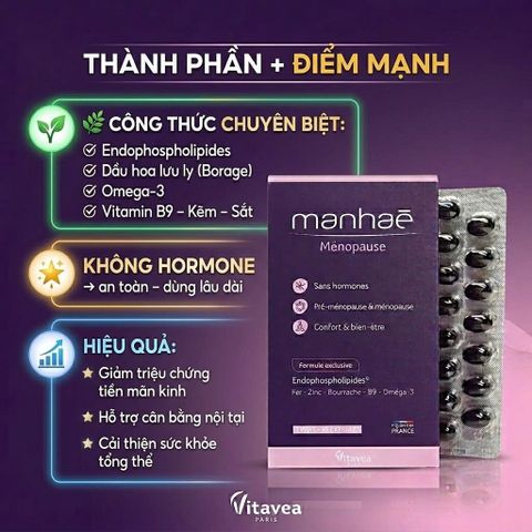 Viên Uống Nội Tiết Tố Manhae Pháp 90 Viên – Hỗ Trợ Cân Bằng Nội Tiết, Đẹp Da, Giảm Khô Hạn