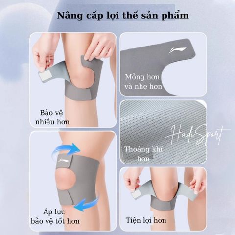 Bó gối thể thao LINING mỏng nhẹ bảo vệ khớp gối, hỗ trợ phục hồi chấn thương khớp gối mã LDEU264