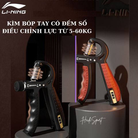 Kìm bóp tay có đếm số Li-Ning kìm bóp luyện cơ tay có thể điều chỉnh lực từ 5-60kg mã  LJSP330