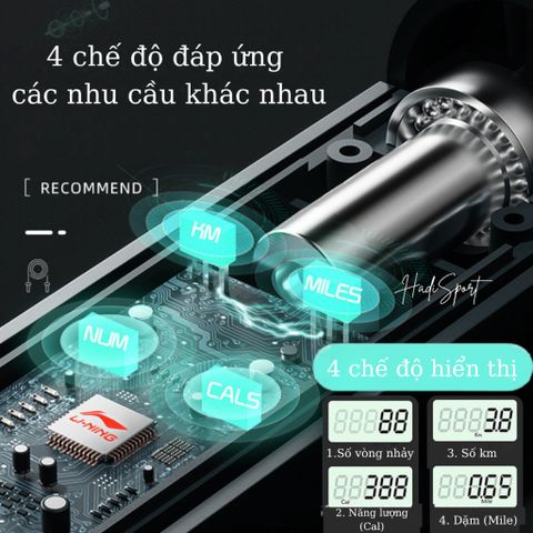 Dây nhảy đếm bước Hadi Lining dây nhảy trẻ em người lớn tặng kèm túi đựng mã LJST847
