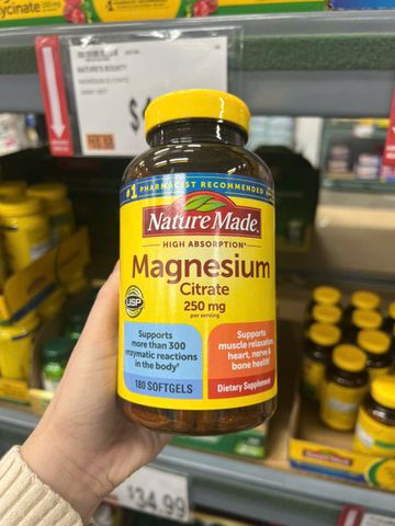 Viên uống bổ sung Magie Nature Made Magnesium 250mg-180v 650458