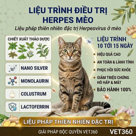Giải pháp cho mèo herpes (HPV) - Vet360 - Hỗ trợ viêm mũi khì quản - Bảo hành và tăng cường miễn dịch