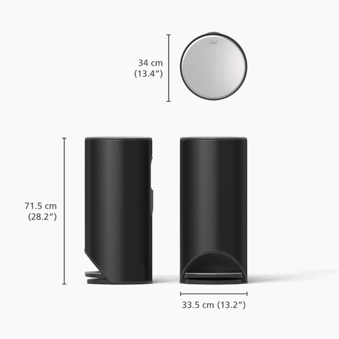 Thùng rác đạp chân Joseph Joseph Arc™ 30L Easy-push Pedal Bin 30149 màu đen mờ