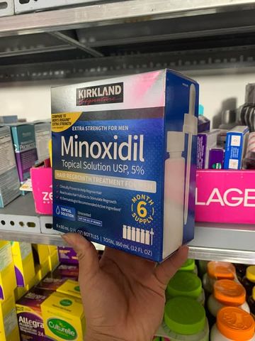 Minoxidil 5% Kirk-land Dung Dịch Mọc Râu Và Tóc Hiệu Quả Của Mỹ Hộp 6 Chai 