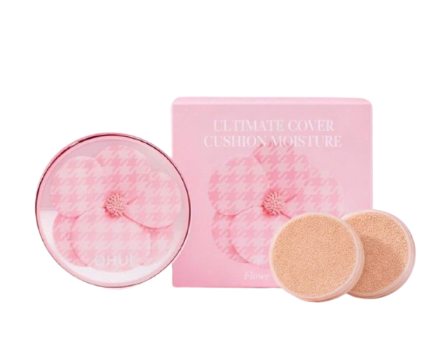 Phấn Nước Ohui Ultimate Cover Cushion Moisture Flower Edition - Che Phủ Tự Nhiên, Dưỡng Ẩm, SPF 50 PA+++ Cho Làn Da Rạng Rỡ