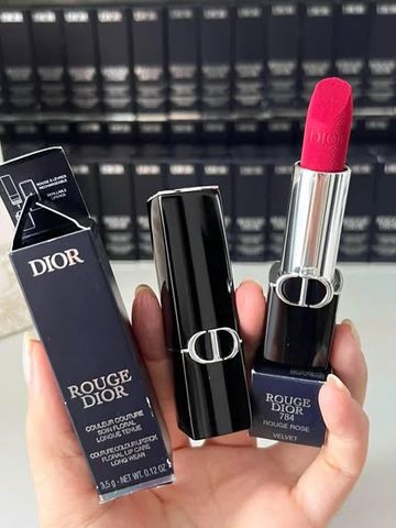 Son môi Dior Rouge Dior màu 784 Rouge Rose Velvet đỏ hồng